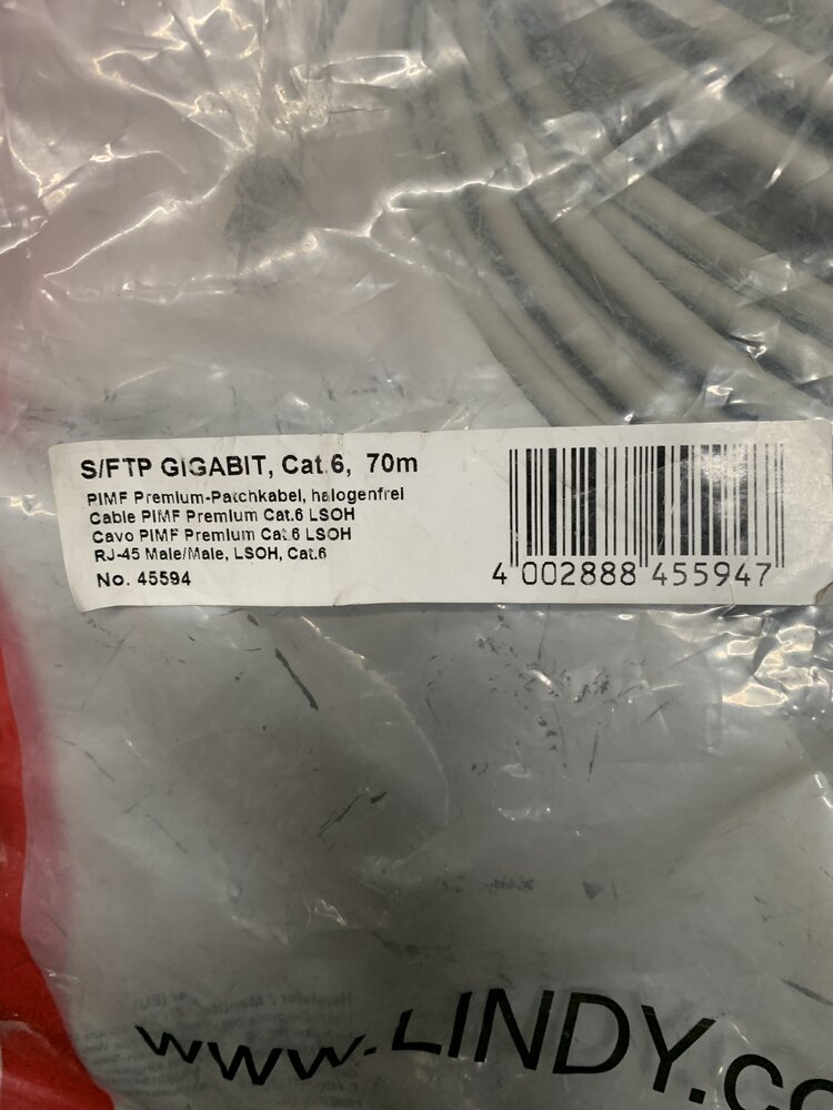 Lindy S/FTP GIGABIT,Cat 6, 70 m. 