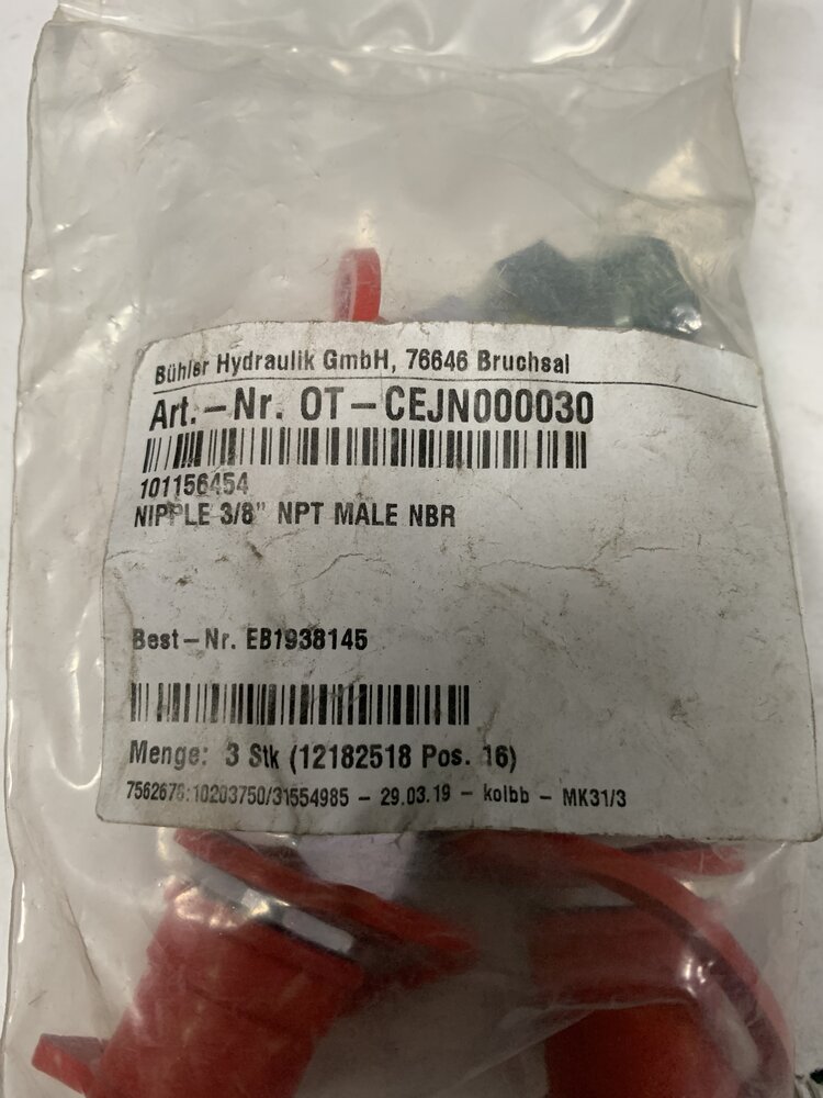 Bühler Hydraulik  OT-CEJN000030. NIPPLE 3/8 NPT MALE NBR