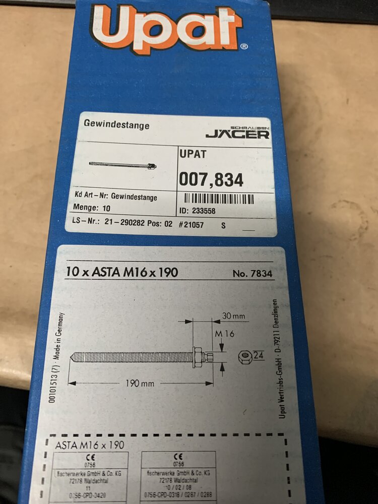 Upat 10xAsta M16x190