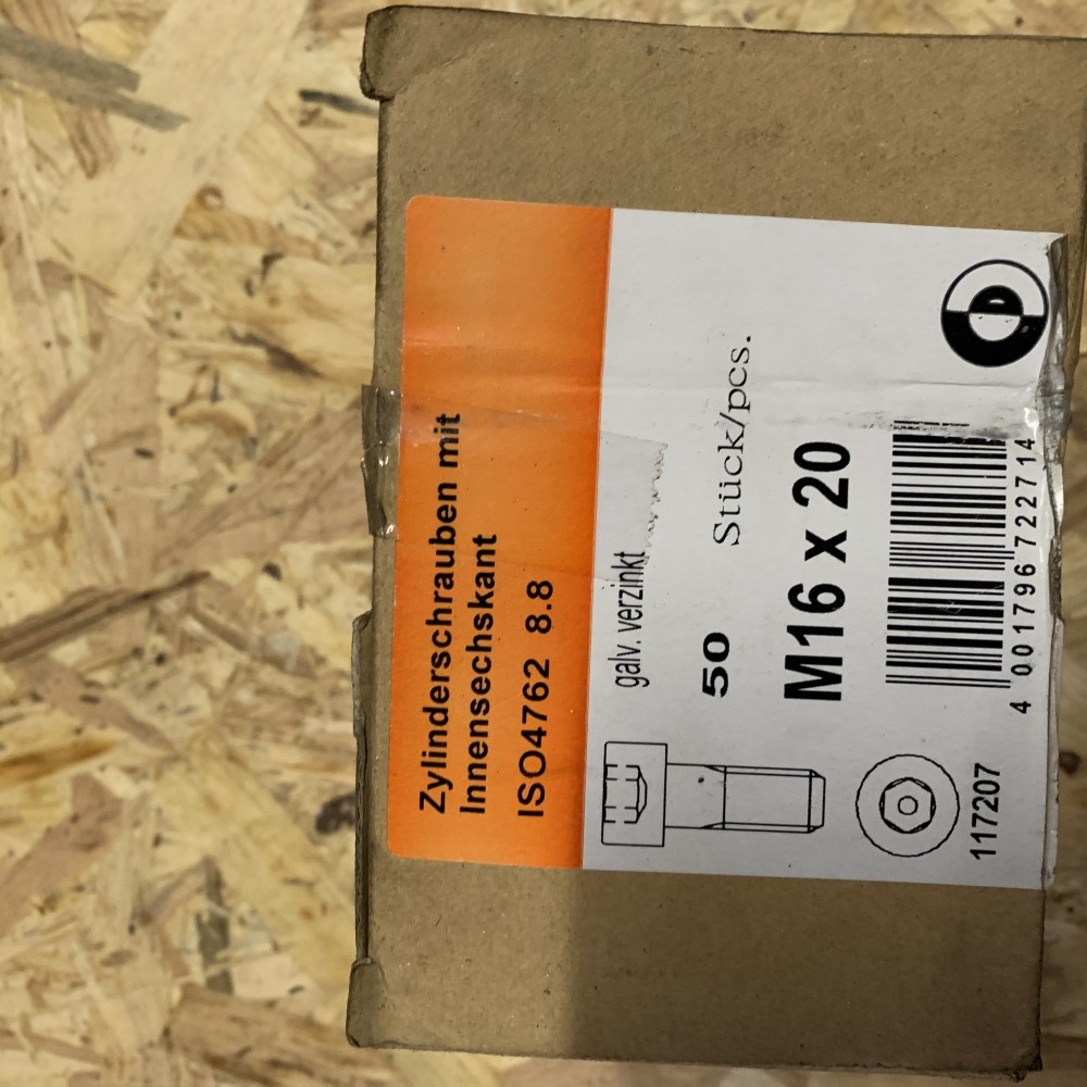Zylinderschrauben mit Innensechskant M16x20