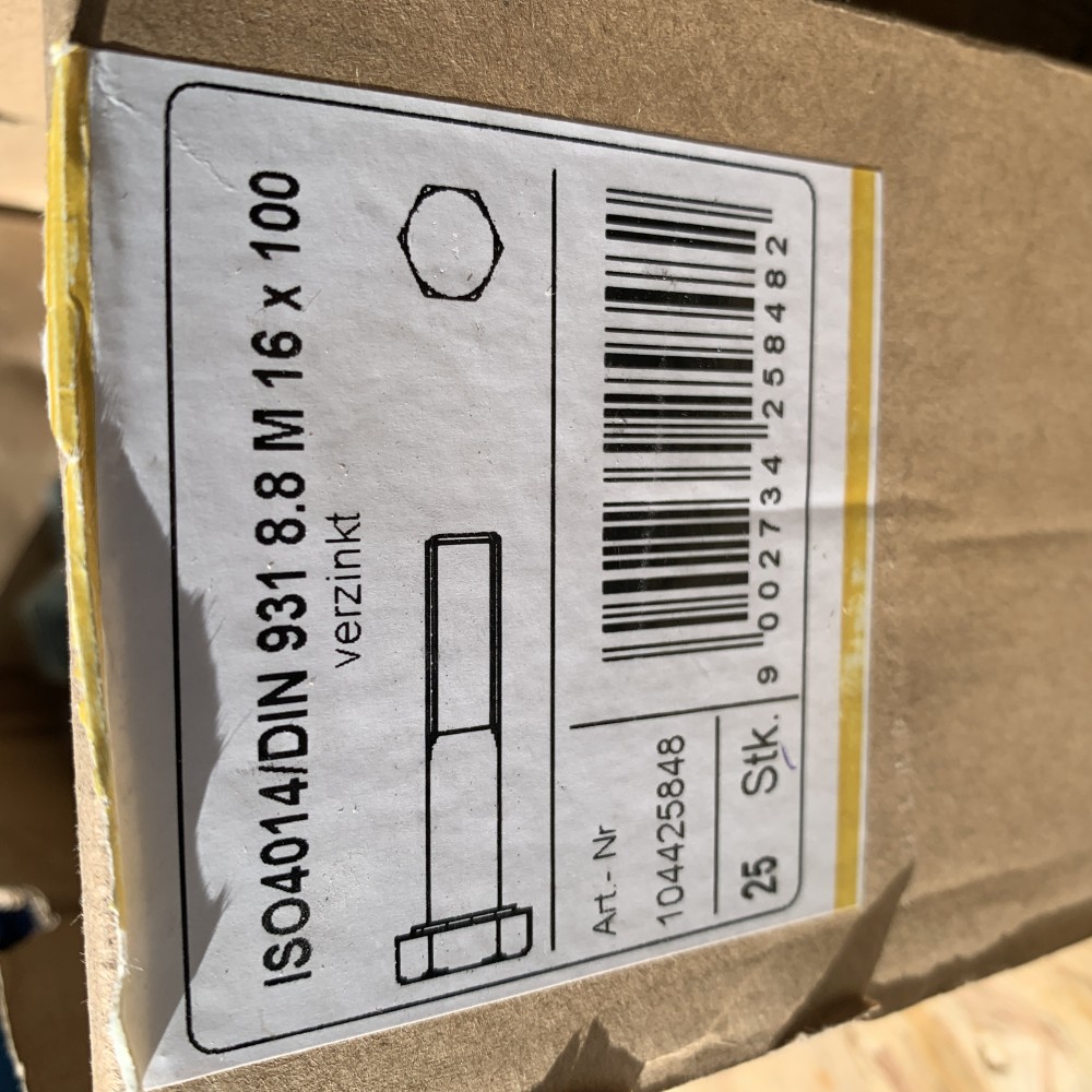 2)Sechskantschrauben M16x100