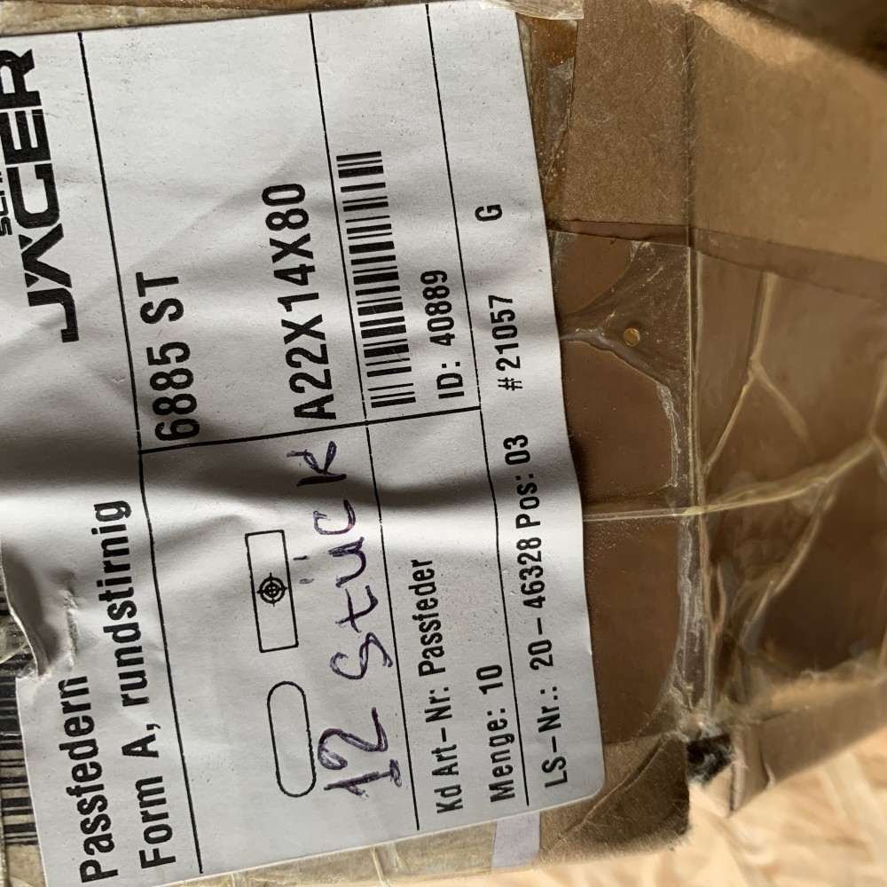 Passfedern A22x14x80