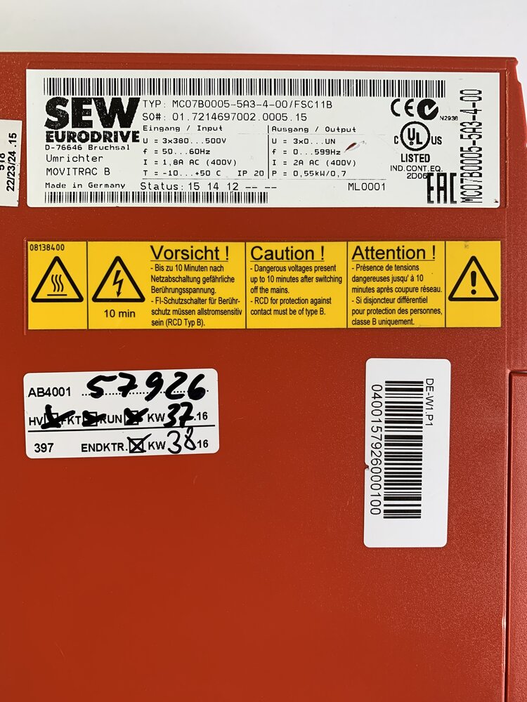 SEW MC07B0011-5A3-4-SO/FSC11B