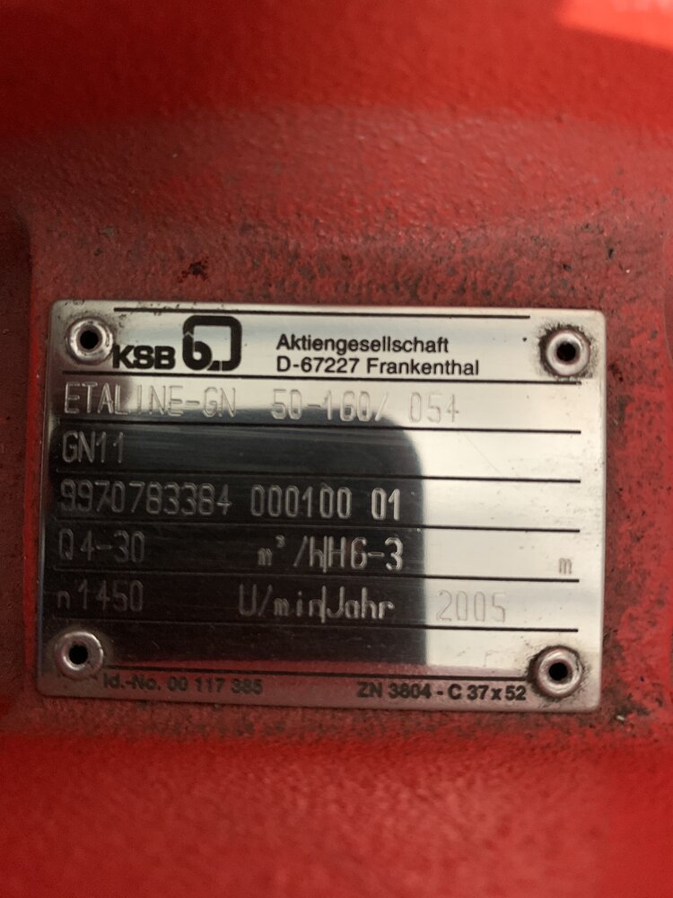 KSB Motor:1LA7080-4AA11-ZX77A; Pumpe: ETALINE-GN 50-160/054 - Bild 2